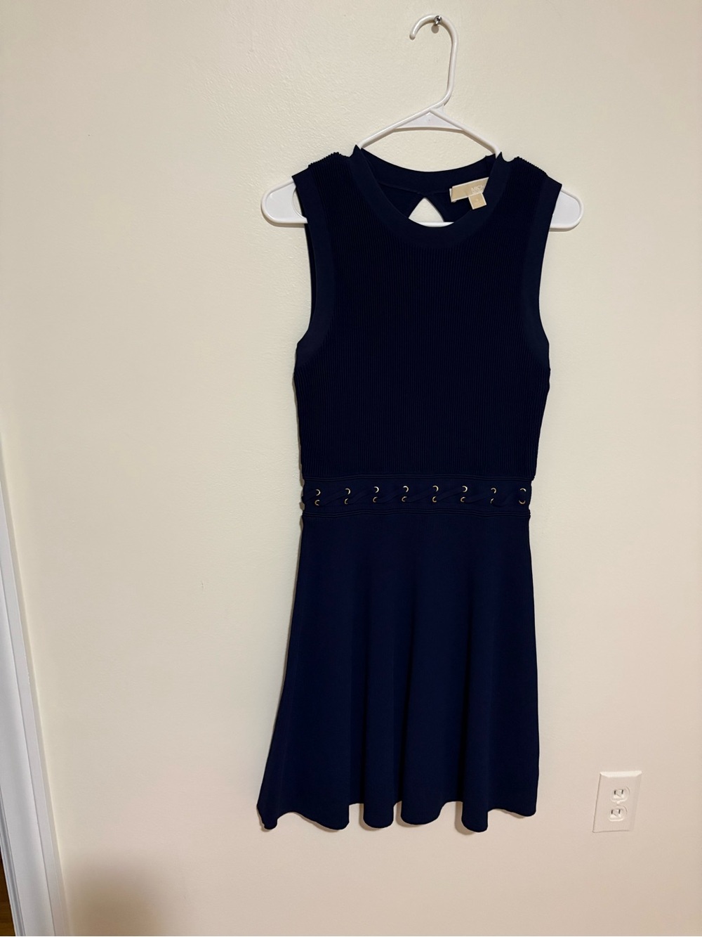 MICHAEL Michael Kors Navy Ribbed Sleeveless Knit Dress